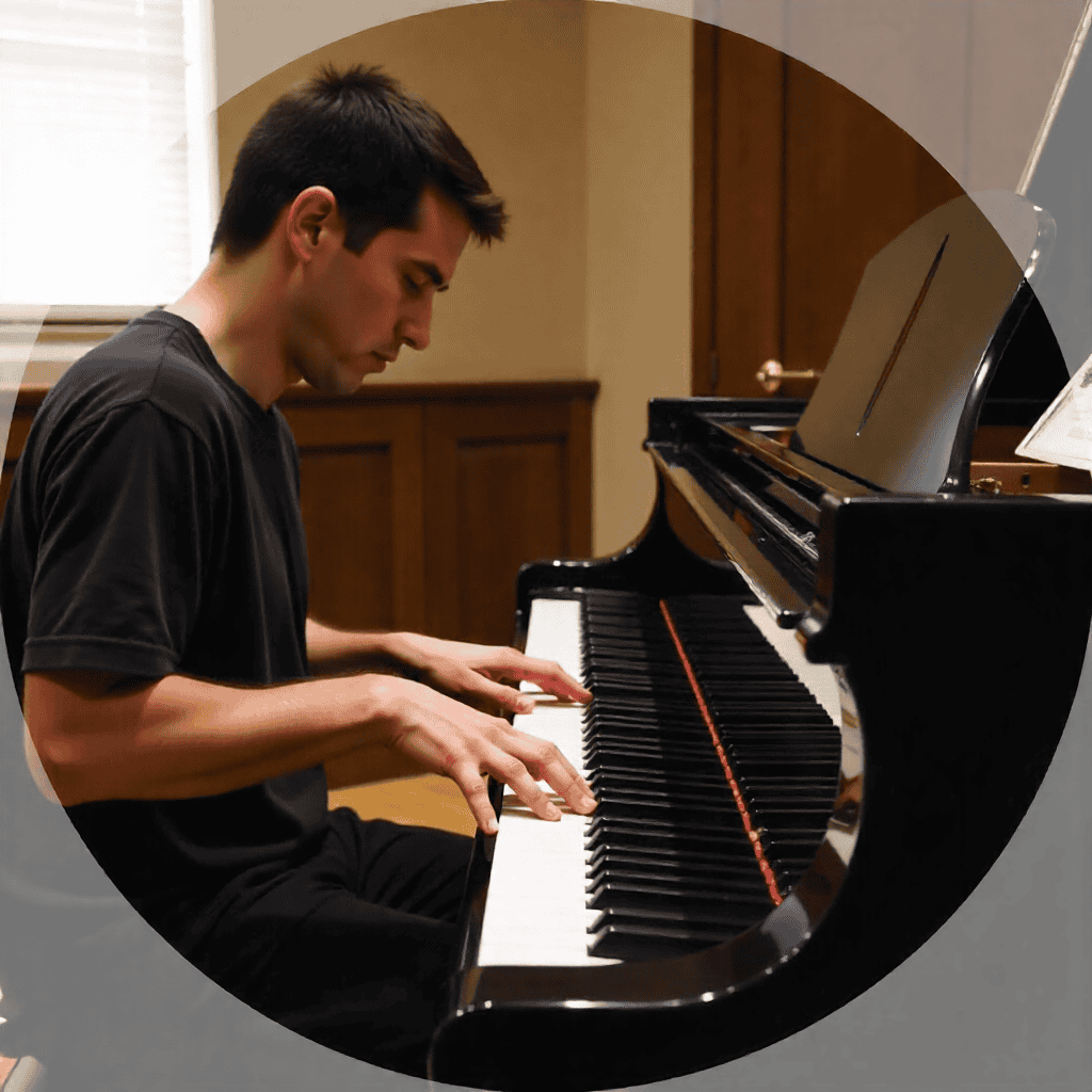 Music instructor teaching guitar techniques